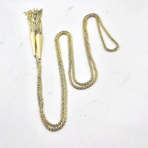 Kendra Scott KS Matte Gold Phara Tassel End Double Wrap Lariat Necklace 50"‎